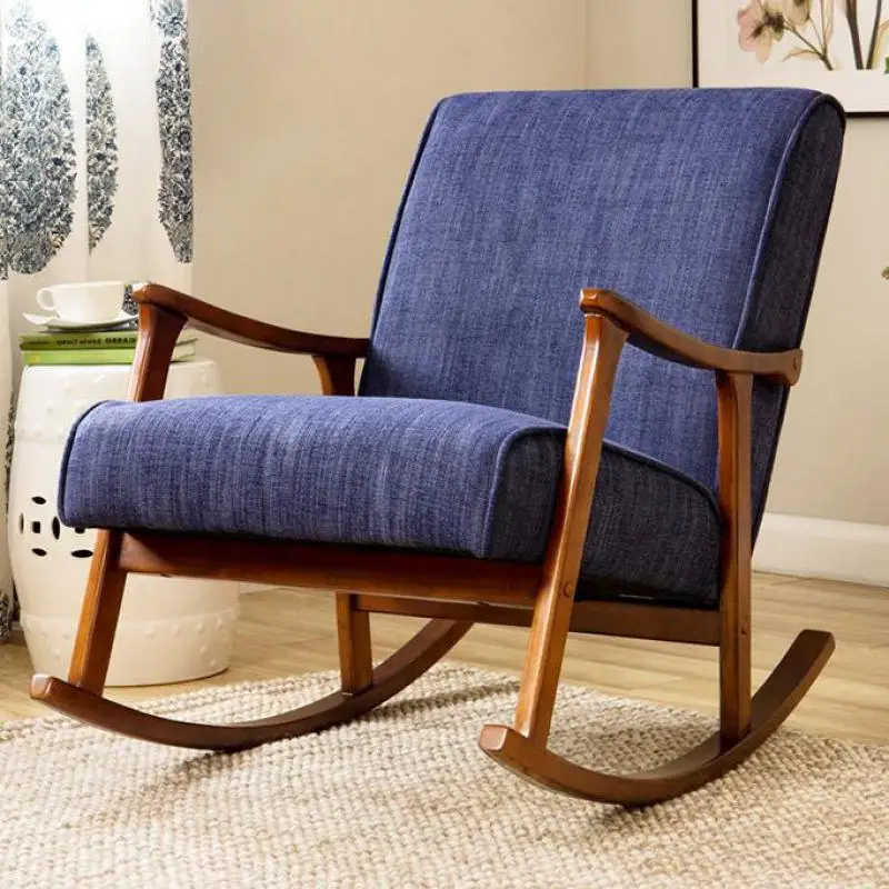 

Lazy Sofa Chair Rocking Chair Sofa Households Nordic Adult Solid Wood Recreation Living Room Balcony Easy Chair