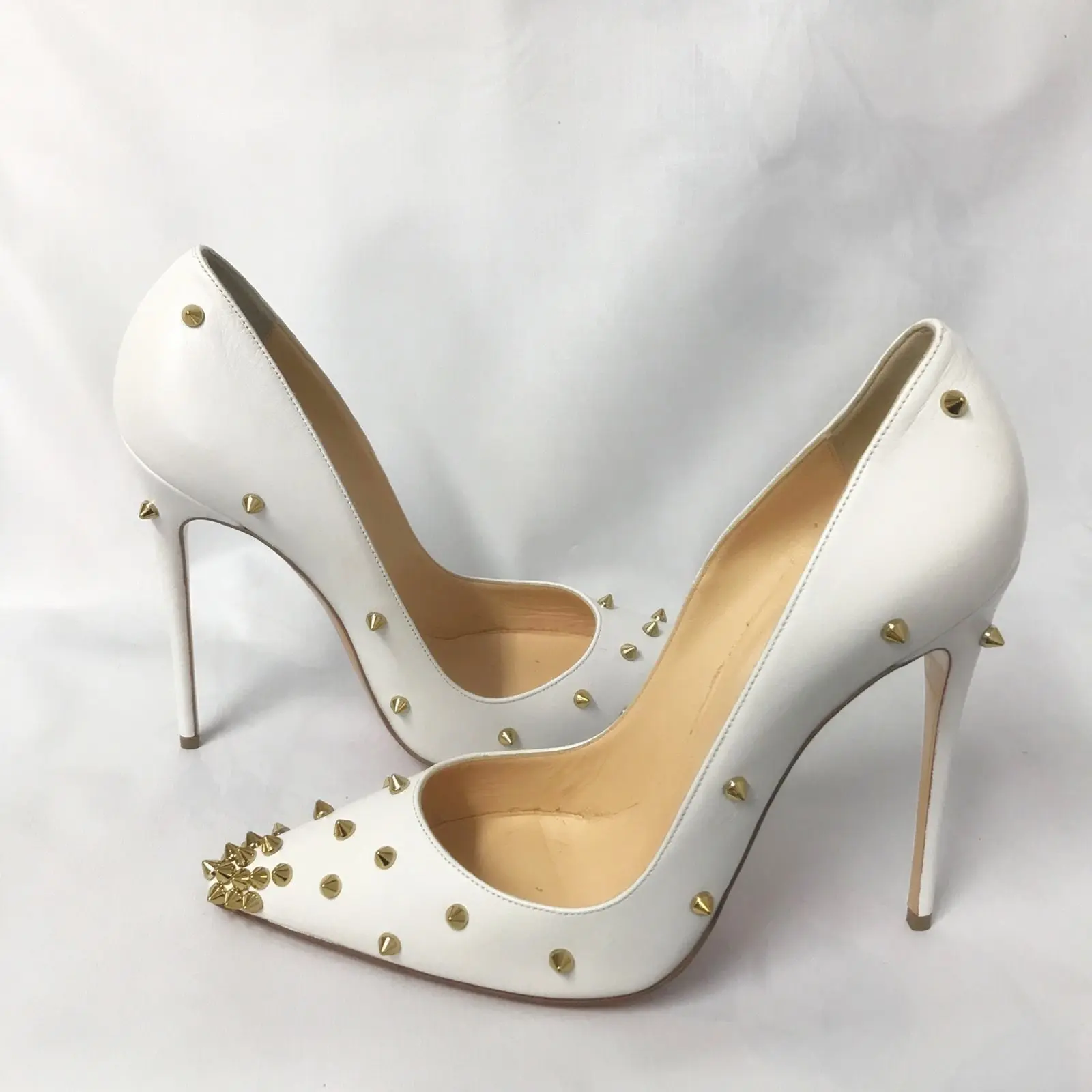 White Leather-Look Pointed Stiletto Court Shoes | New Look