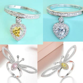 

TTFF High Quality 100% 925 Sterling Silver 1:1 Brand New Classic Pink Love Heart Shaped Insect Ring Suitable For Ladies' Gifts