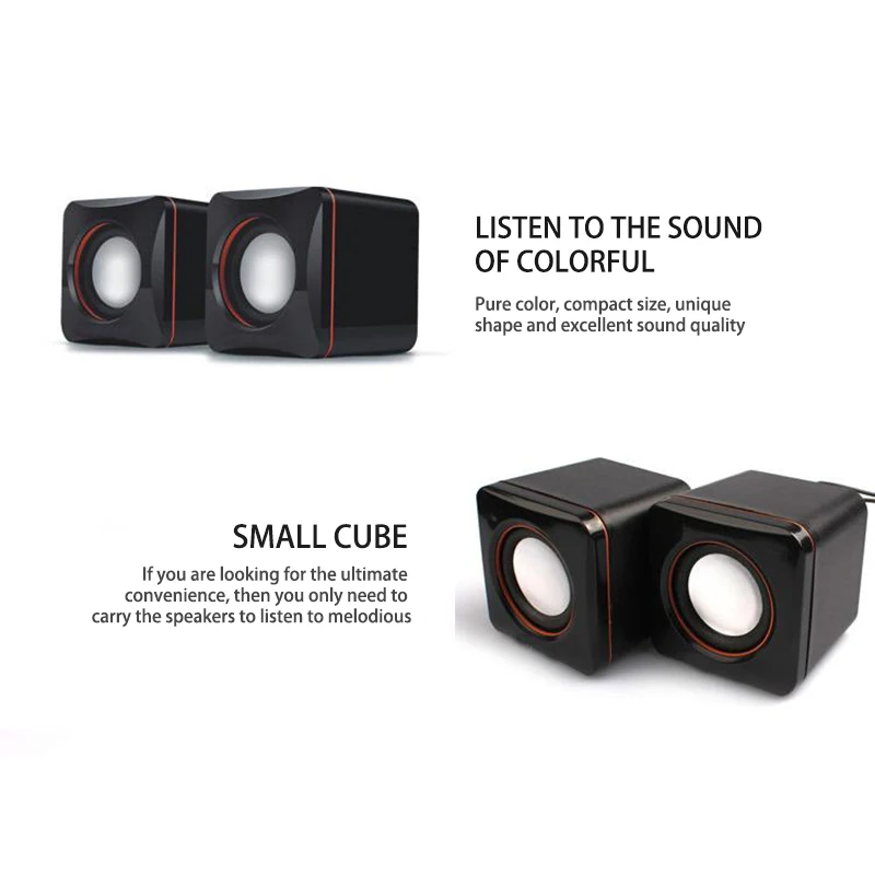 Portable Soundbar Computer USB Speaker Laptop 3.5mm Audio Jack Mini Speaker For Laptop Desktop Small Square Compact Mini Speaker