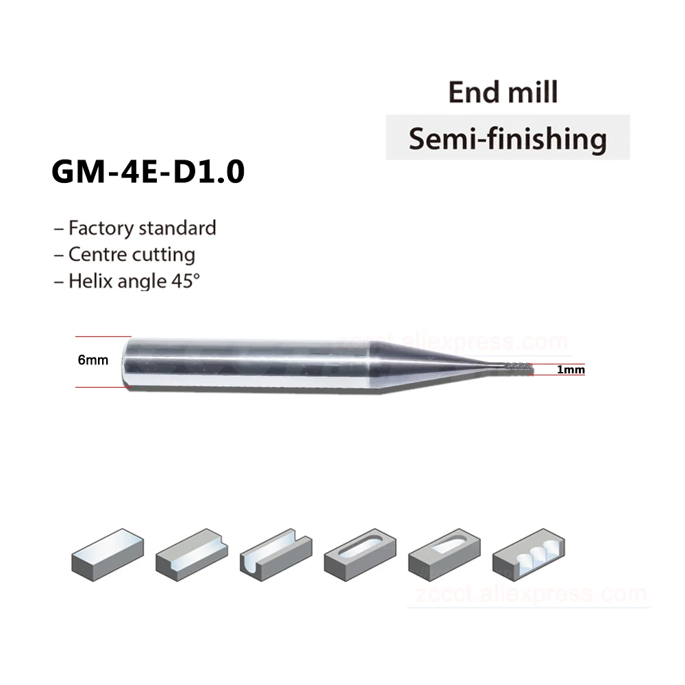 10pcs 1mm solid carbide end mill GM-4E-D1.0 1h*6H*50L cnc machine milling cutter | Инструменты