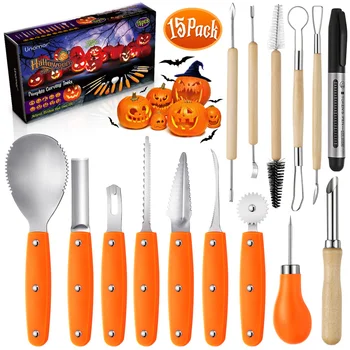 

UNOMOR 14PCS Halloween Pumpkin Carving Kit Pumpkin Lantern Carving Tools Stainless Steel Jack O' Lantern Making Tools with 1PC M