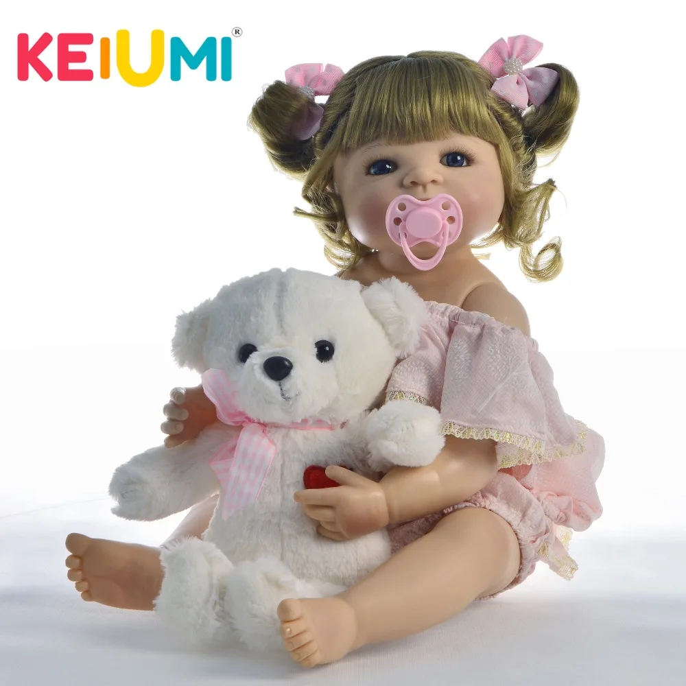 KEIUMI New Arrival Reborn Dolls Babies 22'' 55cm Silicone Full Body Realistic Girl Baby Doll Toy For Kid Christmas Gift Play Toy