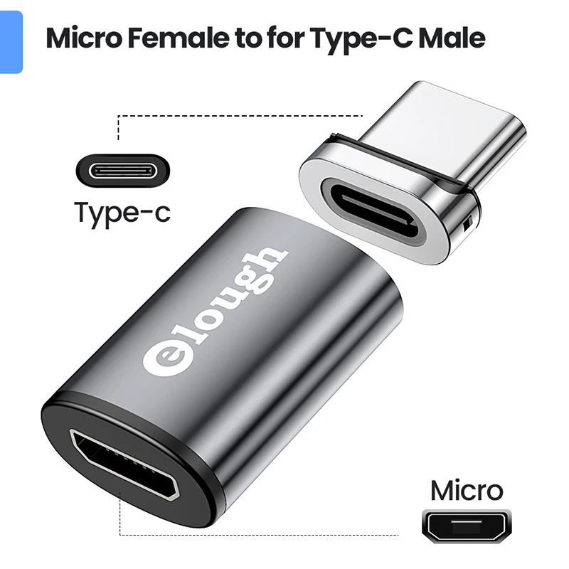 usb converter for phone Elough OTG Adapter Micro USB C To Type C Adapter 3A Magnetic Charging Convertor OTG Type C Adapt For iPhone Xiaomi Poco Macbook converter phone charger Adapters & Converters