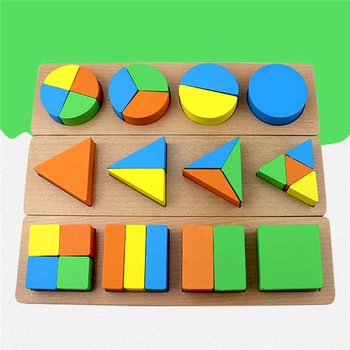 

New Educational Wood 3D Geometry Puzzles Educational Toy Kids Wooden Segmentation Cognitive Board Toy Children Early Education