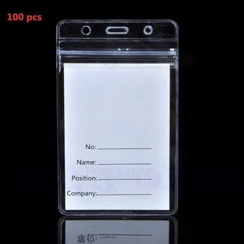 

100 PCS Waterproof Clear Plastic Convenient PVC Badge Work Exhibition ID Name Waterproof Card Holders