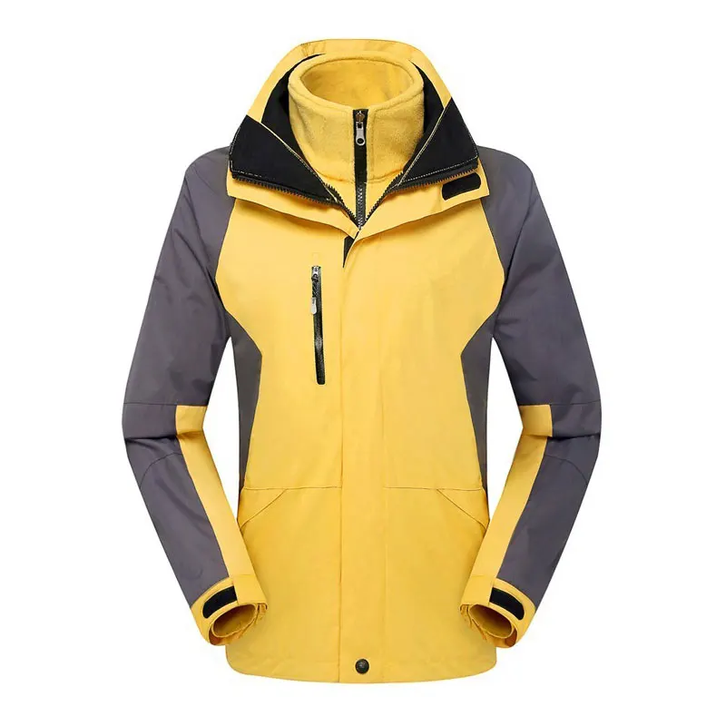 for Men (Yellow) 3-в-1 Пеший Туризм куртки для мужские Осенне-зимняя Дамская обувь Открытый Кемпинг Куртки Флисовая теплая Водонепроницаемый непромокаемая дорожная сумка - Цвет: for Men (Yellow)