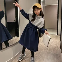 Г., новое модное зимнее платье в стиле пэчворк для девочек длинное Стильное повседневное детское платье для девочек, утепленное бархатное платье для маленьких девочек#8189