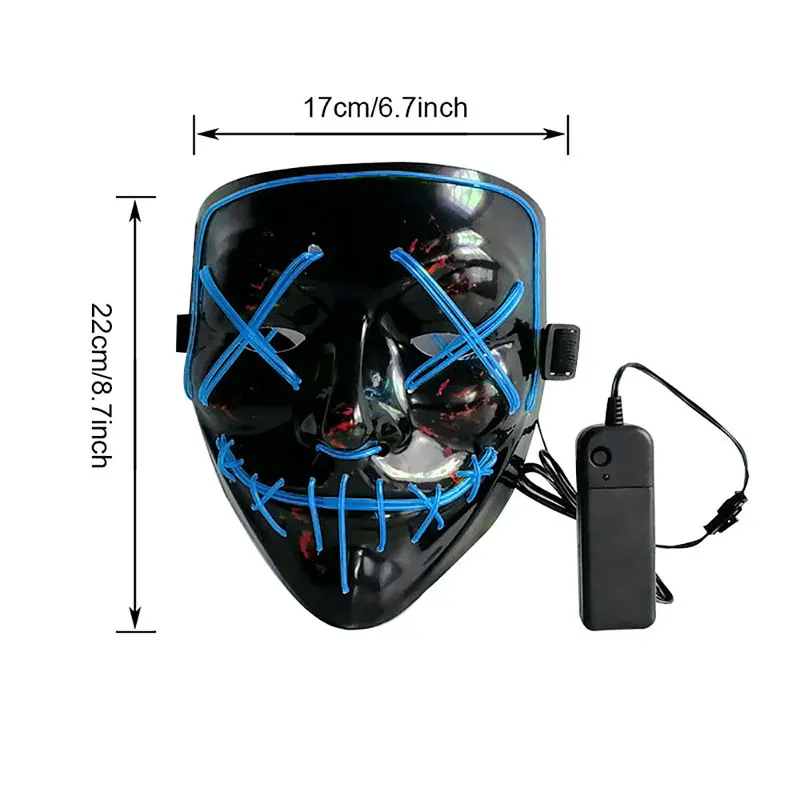 Маска в виде черепа на Хэллоуин, светодиодный ужас, El Wire, тканый светильник, маска для фестиваля, костюмированной вечеринки, украшения, забавные Вечерние