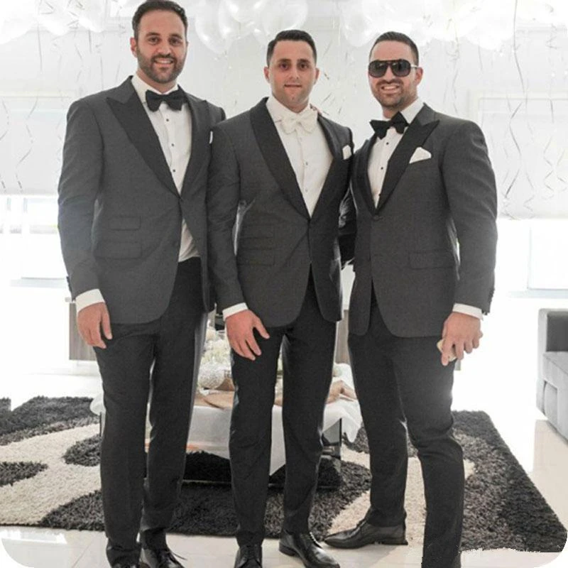 Gray Jacket + Black Pants Formal Blazers For Party Birthday Prom Slim Fit  Groom Wedding Suits Outfits Lapel Men's Tuxedos 2 Pcs - Suits - AliExpress