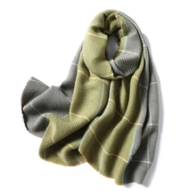 Зимний шарф для женщин, модный клетчатый шарф из кашемира, шарфы для шеи, теплая плотная шаль, Женская Пашмина бандана, Женский фуляр
