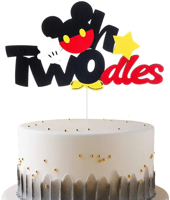 Mickey Mouse Party Baby Disposable Tableware Cup Cake Topper Ballon Boy and Girl Birthday Party Kids Party Supplie Color Decor 2topper-1pack