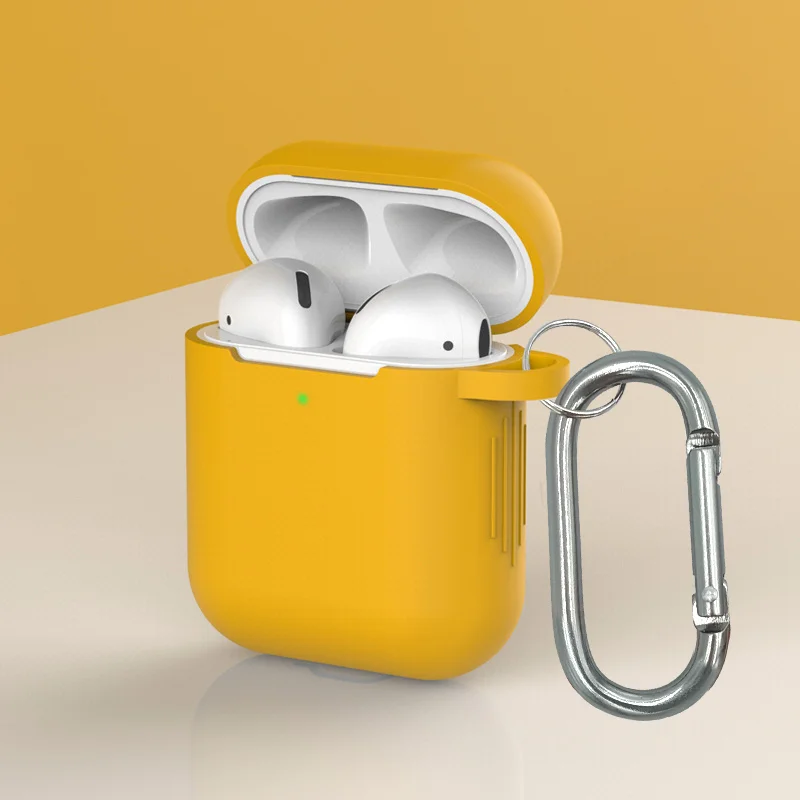 Airpod Case Cover For Apple Soft Silicone Case For Airpods wireless headsets Charger Case Airpods 1/2 universal hanger cover - Цвет: Light orange