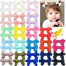 

40 Pieces Hair Bows Clips 2 Inch Tiny Cotton Ribbon Fully Lined Hair Accessories Barrettes for Baby Girls Toddlers Kids Gifts