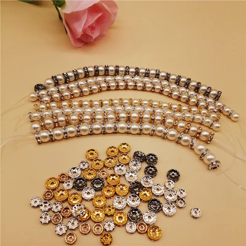 

1000pcs/lot 6/8/10mm 5 Colors Fashion Rhinestone Rondelles Crystal Spacer Beads For Diy Jewelry Making Accessories Supplies