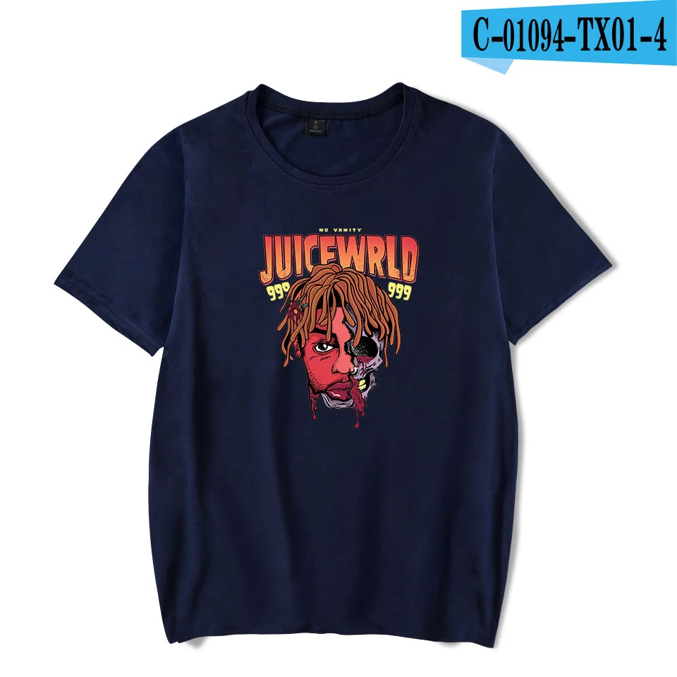 Juice Wrld хип хоп рэппер 2D стиль Kpop короткий рукав модная летняя футболка для отдыха с короткими рукавами - Цвет: Navy Blue