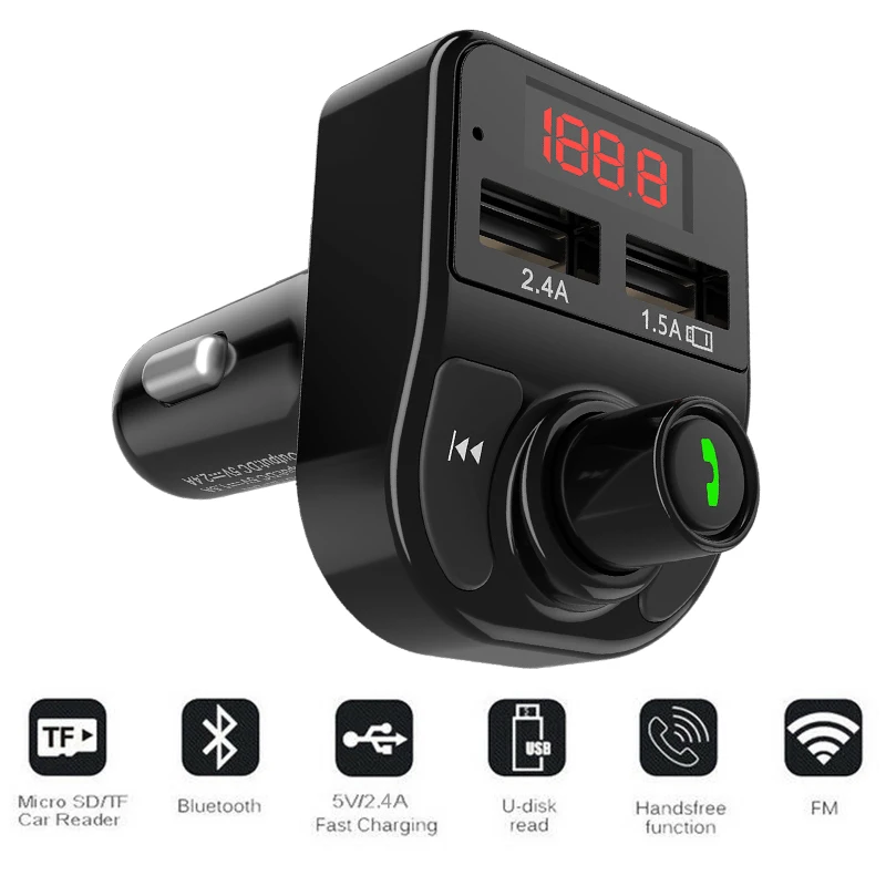 MP3-плеер Автомобильное зарядное устройство для автомобиля Bluetooth 5,0, беспроводной fm-передатчик, с двойным USB, 3.1A умный быстрый заряд, поддержка USB и TF C