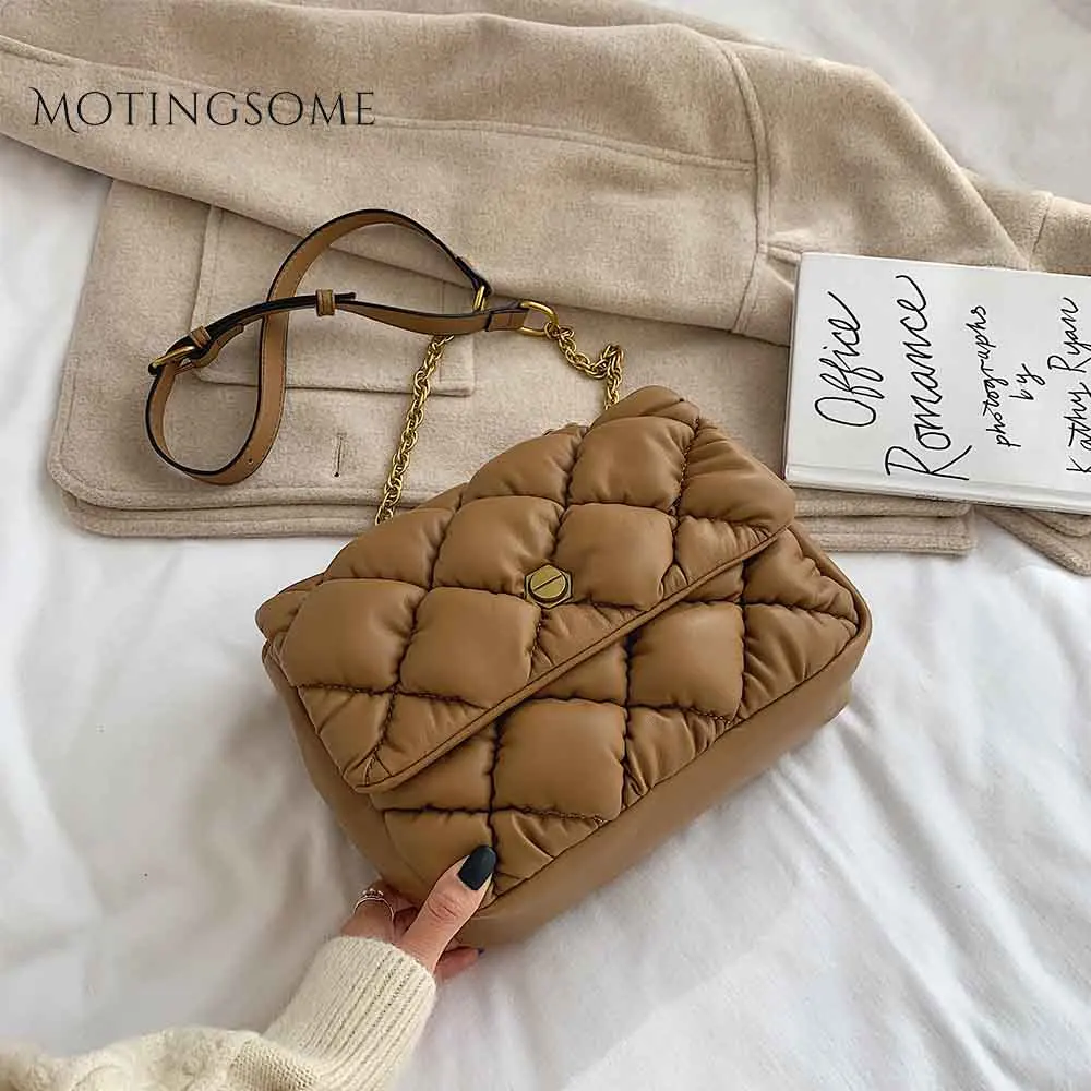 

Diamond Lattice Women Flap Bag Elastic Soft leather Shopper Shoulder Chains Messenger Bag Fashion Bags Ladies Luxury Bags 2019