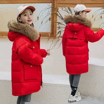 

2020 Winter Fashion Girl Duck Down Jacket Warm Child Parkas Coat Fur Kid Teenager Thickening Outerwear For Girls Clothes W664