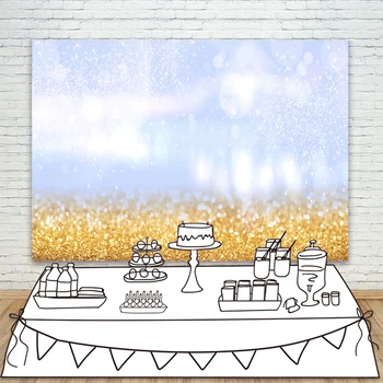 

Golden Blue Bokeh Glittering Photography Backdrops Party Decorations Sparkly Spots Shiny Photo Backgrounds for Children Studio
