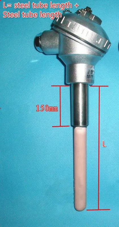 

K type thermocouple, WRN-132 corundum tube ceramic tube thermocouple, temperature 1300 degrees Celsius, thread M27*2.