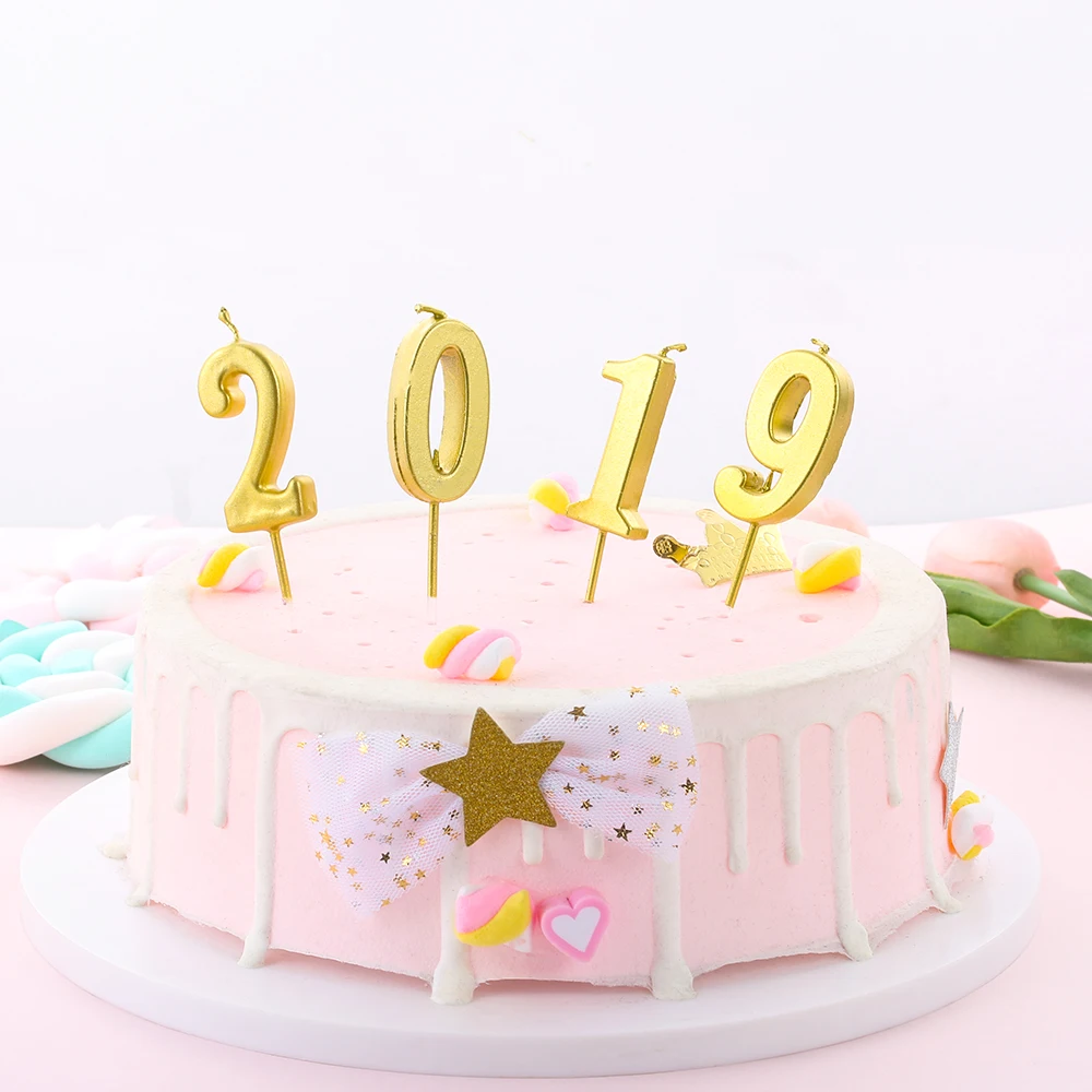 

1PC Gold Color Numbers Cake Candle Happy Birthday Cake Topper Party Decoration Wedding Supplies Baking Gift DIY Handcrafts