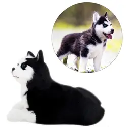 19cm simulação husky brinquedo de pelúcia preto branco cão boneca dos desenhos animados macio homem feito brinquedos de cabelo crianças animais de estimação estatueta presente