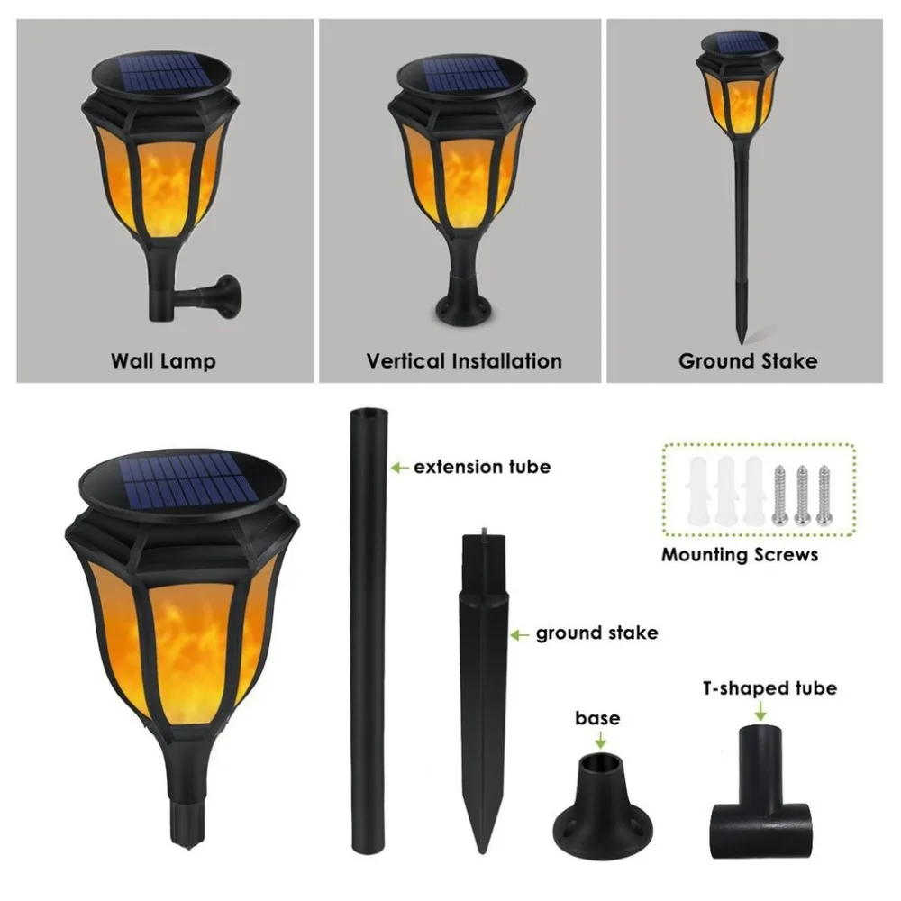 

LED Flame Lamp Waterproof 96LEDs Lawn Flame Flickering Torch Light Outdoor Solar LED Fire Lights Garden Decoration