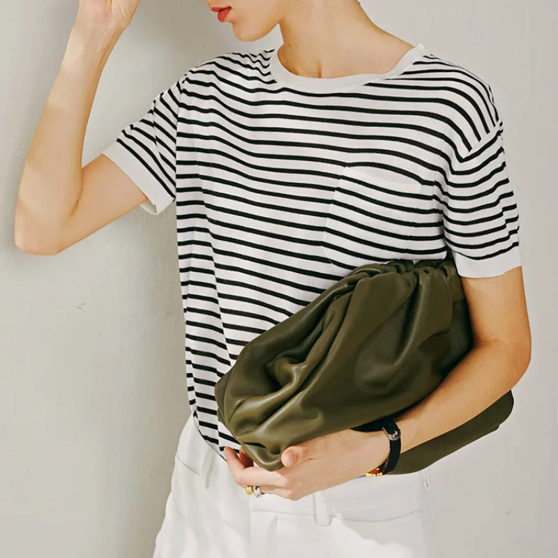 Новинка, Женская сумочка, модная, мягкая, искусственная кожа, маленькая, облачная, сумка через плечо, корейский стиль, складной зажим, женский клатч, сумка через плечо, сумка-мессенджер - Цвет: Green Large 38cm
