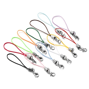

100pcs/lot Multicolor Lobster Clasp Lanyard Strap Cord Charm Nylon Hang Rope Key Chain Connector For DIY Jewelry Making