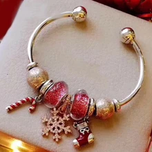 XIAOYI ювелирные изделия стерлингового серебра 925 рождественское очарование бусины из красного стекла Снежинка Золотой шар носки для девушки подарок