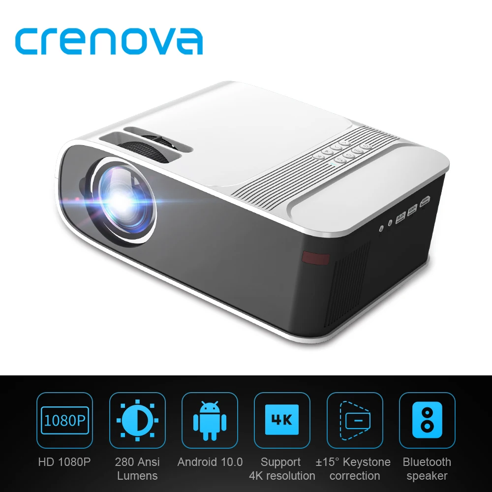 CRENOVA W32 Mini Projector Full HD 1080P Android 10 Support 4K Decoding Video Projector LED Beamer Home Theater for phone Cinema - ANKUX Tech Co., Ltd