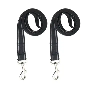 

2PCS Strong Nylon Dog Pet Lead Leash With Clip For Collar Harness Webbing Black Traction Belts