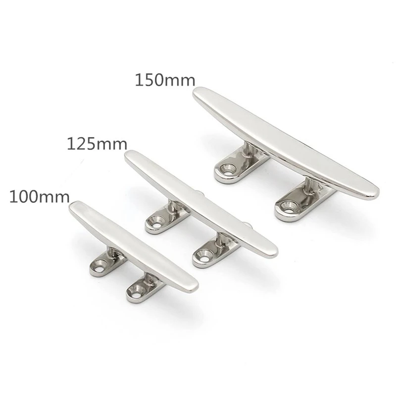 4/5/6Inch 4 Hole Low Flat Cleat Hardware 316 Stainless Steel for Marine Boat Deck Rope Tie
