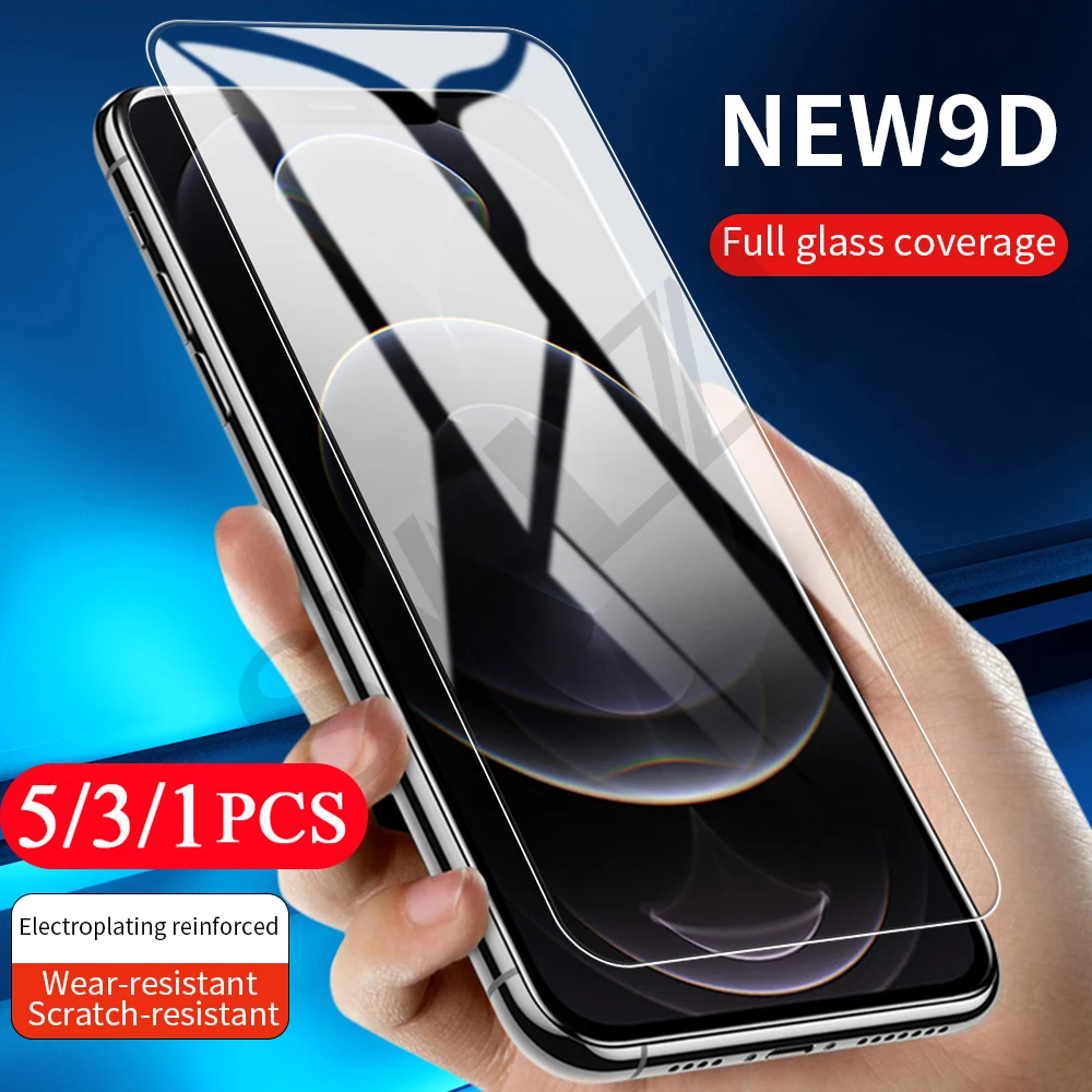 5/3/1Pcs For Iphone 12 Mini 11 Pro Max 8 7 6 6S Plus Tempered Glass Iphone X Xr Xs Max Se Phone Screen Protector Protective Film