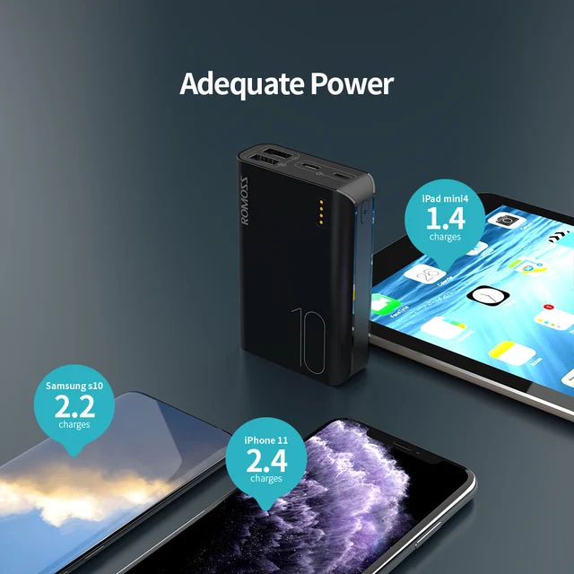 ROMOSS Sense4 Mini Power Bank 10000mAh Fast Charge Powerbank 10000mAh Portable External Battery Charger For iPhone For Xiaomi 2