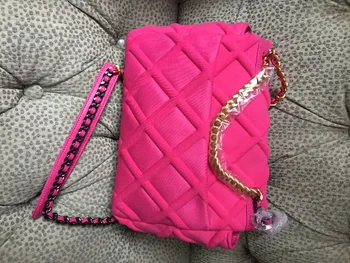 

2020 Newest Ladies Crossbody Hot pink Handbag Fashion Designer Chain Bag Fabric Shoulder Bag Purple Blue Black Flap Bag