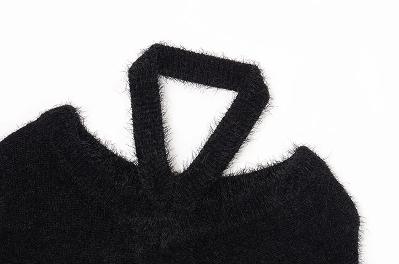 [EAM] Black Big Size Knitting Sweater Loose Fit