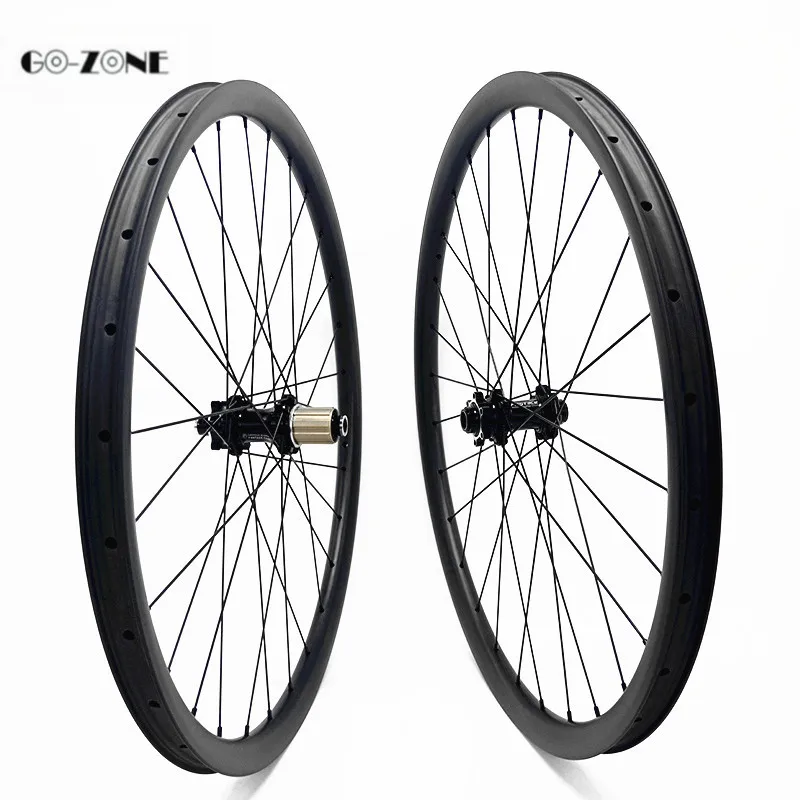 Go-zone bicicleta aro 29 Асимметричный 45x25 мм бескамерный велосипед Карбоновые колеса FASTace DA206 через ось 100x15 142x12 mtb дисковый набор колес