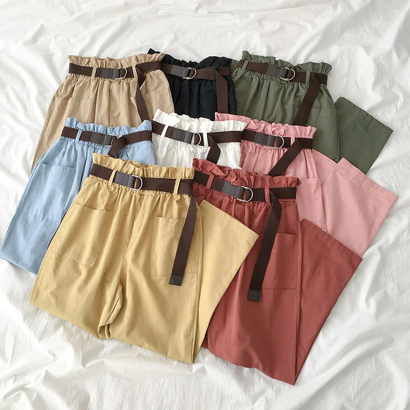 Obrix Harem Cotton Loose Straight Soft Casual Style Pants High Elastic Waist Safari Streetwear Formal Trousers For Women | Женская