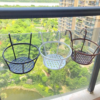 

1Pc Detachable Flowerpot Pot Wrought Iron Hanging Fence Flower Stand Holder Planter Supporting Shelf for Home Garden Balcony