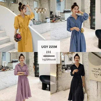 

Blue Long-sleeved Dress 2020 Spring and Autumn May Salt Sweet Gentle Wind Shirt Fishtail Skirt Fairy Immortal MORI Series