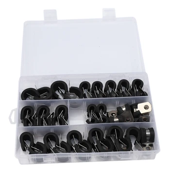 

44 Pieces Stainless Steel Rubber Cushion Pipe Clamps Cable Clamps Assortment Kit Assorted for Tube Pipe or Wire Cord Installatio