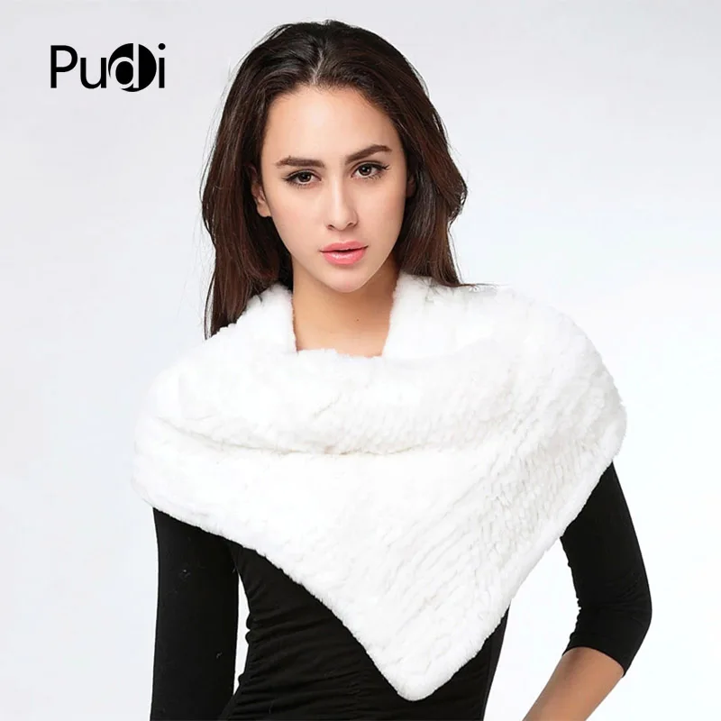 

SRA003 Real Knitted Rex Rabbit Fur Shawl Cape Stole Wrap Poncho Scarf Neck Warmer