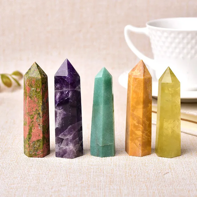 30 Color Natural Stones Crystal Point Wand Amethyst Rose Quartz Healing Stone Energy Ore Mineral