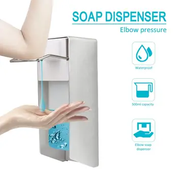 

500ML Soap Dispenser Wall-mounted Elbow Pressure Hand Sanitizer For School Hotel Cocina Accesorio Dispensador Kitchen Accessorie