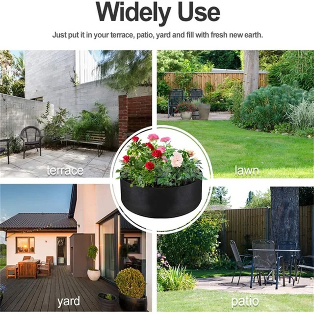 10/15/50/100 Gallonos Szövet Növényi Edény Emelt Kerti Ágy Kerek Ültetési Tartálytermesztés Táskák Lélegző Filces Ültetvényes - Image 6