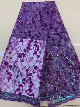 

Embroidery Leaves Pattern Lace with Sequins African French Tulle Mesh Lace Fabric Sequins Lace Fabric for Bridal DPSE142
