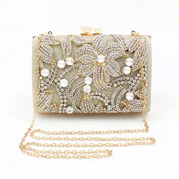 

Delicate Ladies Day Clutch Pearl Crystal Flower Evening Bags Women Party Wedding Hand Bag Bridal Luxury Mini Day Purse bolsos