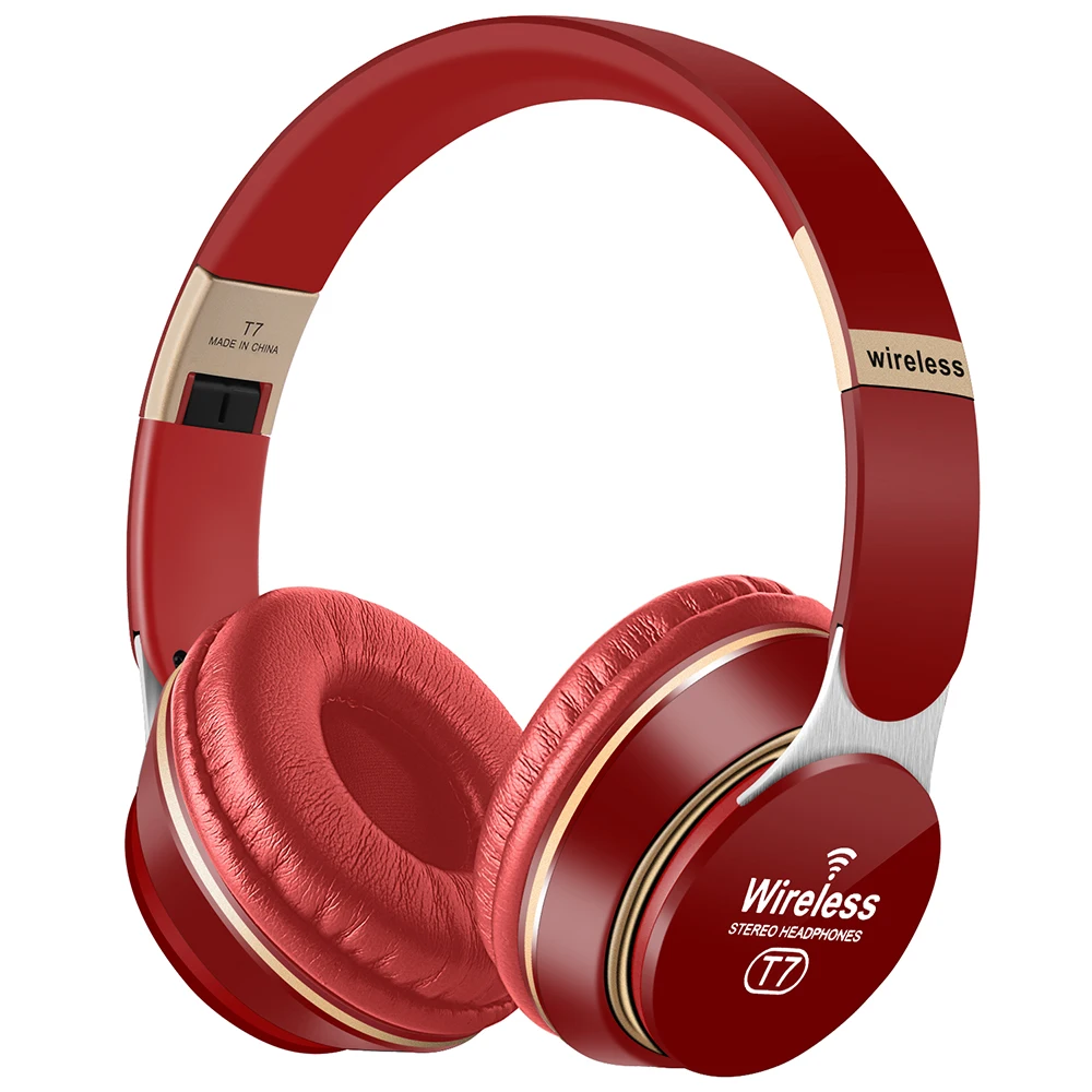 Hi-fi стерео гарнитура с шумоподавлением наушники Bluetooth наушники с микрофоном/глубокий бас легкие наушники - Цвет: Красный